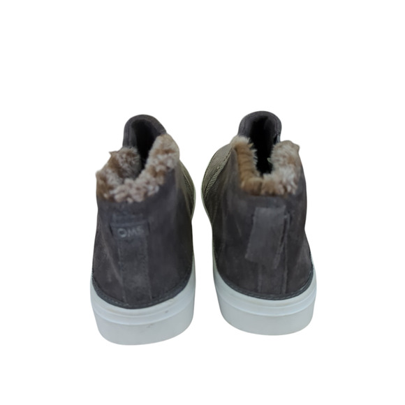 TOMS Bryce Grey Suede Slip On Faux Fur Lined Sneaker Women's Size 9 Low Top - Picture 6 of 9